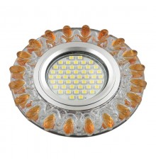 Светильник декор.встр Luciole DLS-L148 GU5.3 GLASSY/GOLD GU5.3 доп.LED подсветка 3Вт, стекл,зерк./прозр.+светло-желтый.  UL-00003900  Fametto
