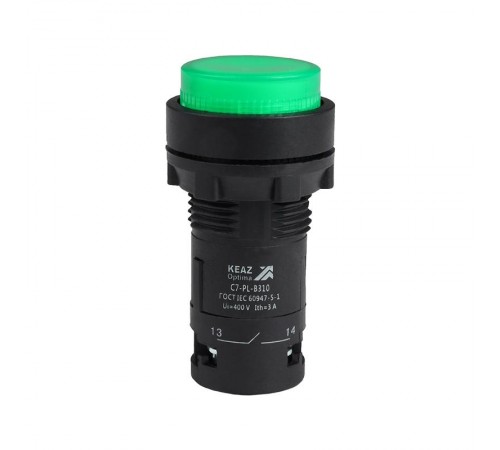 Кнопка с подсветкой OptiSignal Compact D22 C7-PL-M301 зеленая 1НЗ 230 В AC XB7NW33M2  362100  КЭАЗ