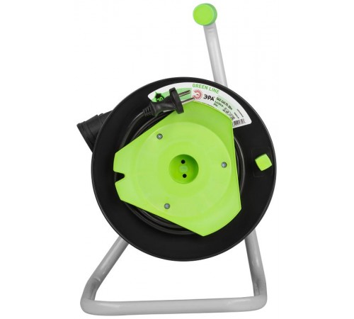 Удлинитель силовой ЭРА GREEN LINE GAZ-2x0.75-30m Greenline на катушке пластик 1 розетка без заземления 30м ПВС 2x0.75мм2   Б0065111  ЭРА