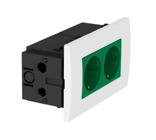 Укомплектованный розеточный блок AR45 (2xModul45,84x140x59 мм,зеленый) (SDE-RW D0GN2)  6119408  OBO Bettermann