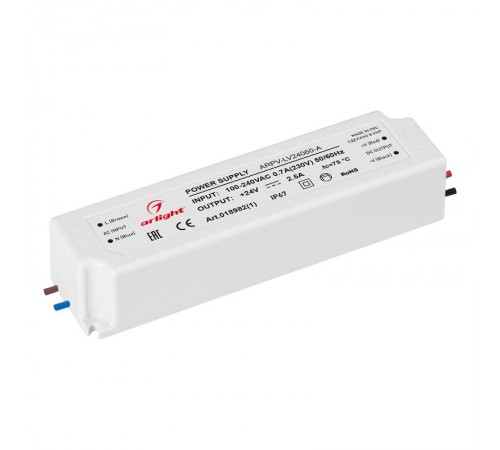 Блок питания ARPV-LV24060-A (24V, 2.5A, 60W) (Arlight, IP67 Пластик, 3 года)  018982(1)  Arlight