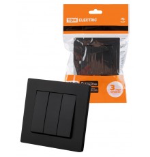 Выключатель 3-х кл. 10А черный "Сенеж"  SQ1816-0303  TDM