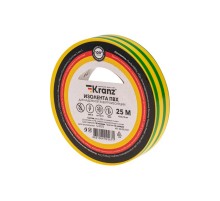Изолента ПВХ 0.13х15 мм, 25 м, желто-зеленая  KR-09-2107  Kranz