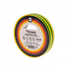 Изолента ПВХ 0.13х15 мм, 25 м, желто-зеленая  KR-09-2107  Kranz