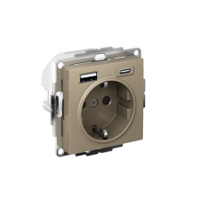 AtlasDesign Розетка 16А c 2 USB A+C, 5В/2,4А/3,0А, 2х5В/1,5А, механизм, Шампань  ATN000532  SE