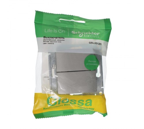 Glossa Платина Выключатель 2-клавишный, сх.5, 10AX  GSL001251  SE