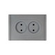 FORTE&PIANO Розетка 2-я без заземления, без шторок безвинтовое крепление 10А FP526 сталь  FP-R20-10-1-K46  IEK
