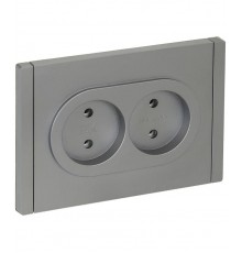 FORTE&PIANO Розетка 2-я без заземления, без шторок безвинтовое крепление 10А FP526 сталь  FP-R20-10-1-K46  IEK