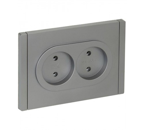 FORTE&PIANO Розетка 2-я без заземления, без шторок безвинтовое крепление 10А FP526 сталь  FP-R20-10-1-K46  IEK