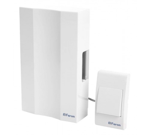Звонок с кнопкой электромеханический проводной, 230V белый, DB-101  41504  FERON