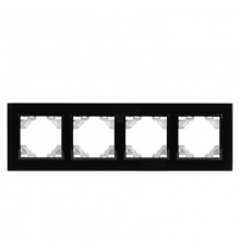 Минск Рамка 4-местная стеклянная черная Basic  ERM-G-404-70  EKF