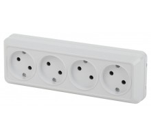 2-207-01 Розетка 4х2P, 16А-250В, IP20, ОУ, Quadro, белый  Б0051128  Intro