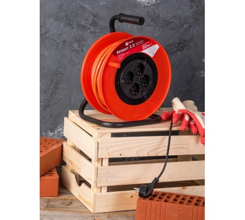 Удлинитель на катушке "Атлант 2.0" 4 гнезда 30м с заземлением  ПВС 3*1,0  10А/2,2кВт PROxima  UKA02-10-310-4-30  EKF