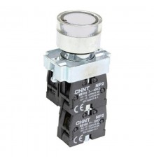 Кнопка управления NP2-BW1161 выступающая, белая, 1НО, AC/DC230В (LED), IP40 (R)  575776  CHINT