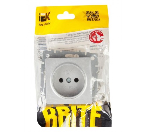 BRITE Розетка без заземления без шторок10А РС10-1-0-БрА алюминий  BR-R10-10-K47  IEK