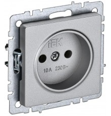 BRITE Розетка без заземления без шторок10А РС10-1-0-БрА алюминий  BR-R10-10-K47  IEK