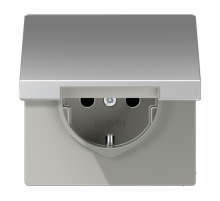 Штепсельная розетка SCHUKO 16A 250V~ с защитой от детей и откидной крышкой; алюминий  AL1520KIKL  Jung
