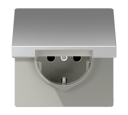 Штепсельная розетка SCHUKO 16A 250V~ с защитой от детей и откидной крышкой; алюминий  AL1520KIKL  Jung