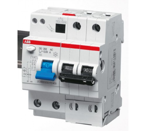 Автоматический выключатель дифференциального тока DS202 2п 20А C 30мА тип AC (4 мод)  2CSR252001R1204  ABB