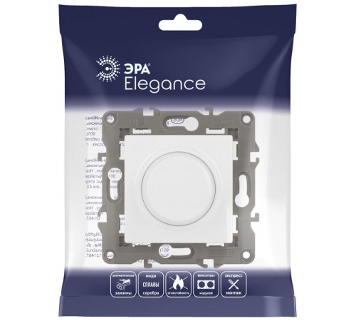 14-4101-01 Светорегулятор поворотно-нажимной, 400ВА 230В, IP20, Эра Elegance, белый  Б0034339  ЭРА