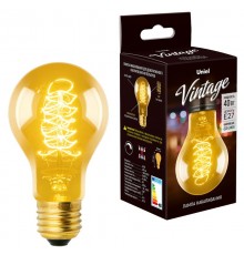 Лампа накаливания ЛОН Vintage IL-V-A60-40/GOLDEN/E27 CW01 "груша" нити CW  UL-00000475  Uniel