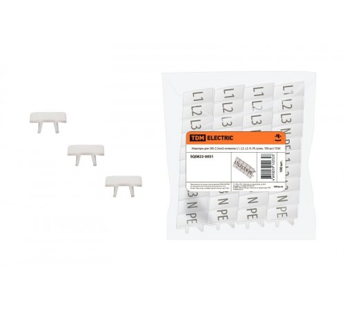 Маркеры для ЗКБ 2,5мм2 символы L1, L2, L3, N, PE (упак. 100 шт.)  SQ0822-0051  TDM