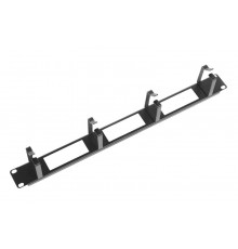 Органайзер кабельный горизонтальный с окнами 19" 1U, 4 кольца, цвет черный  ГКО-О-4.62-9005  ЦМО