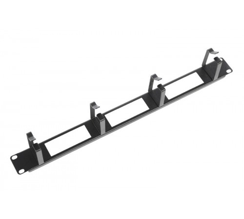 Органайзер кабельный горизонтальный с окнами 19" 1U, 4 кольца, цвет черный  ГКО-О-4.62-9005  ЦМО