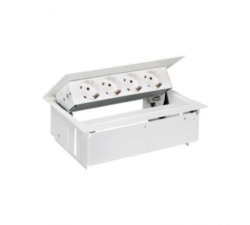 Simon S400 Врезной розеточный блок с крышкой и мет. вводом, 4x2P+E, белый, Simon 400  45404000-130  Simon