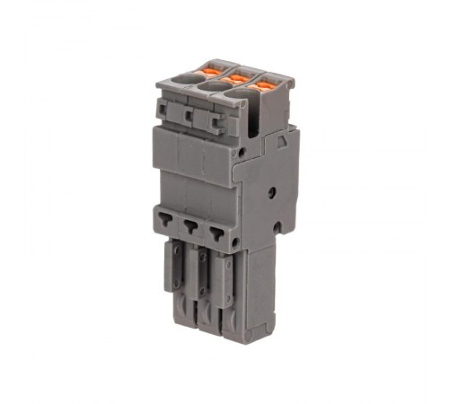 Штекер, зажим push-in, 3 точки подключения, 2.5 кв.мм, серый  VPR-P-2.5-3  DKC