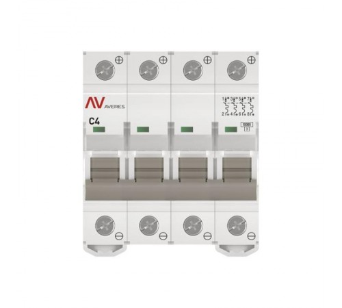 Выключатель автоматический AV-10 DC 4P 4A (C) 10kA  AVERES mcb10-DC-4-04C-av EKF