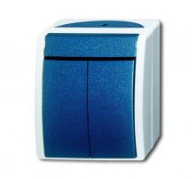 Выключатель 2-клавишный, для открытого монтажа, IP44, серия ocean, цвет серый/сине-зелёный  1085-0-1633  2CKA001085A1633  ABB