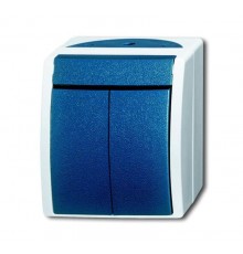 Выключатель 2-клавишный, для открытого монтажа, IP44, серия ocean, цвет серый/сине-зелёный  1085-0-1633  2CKA001085A1633  ABB