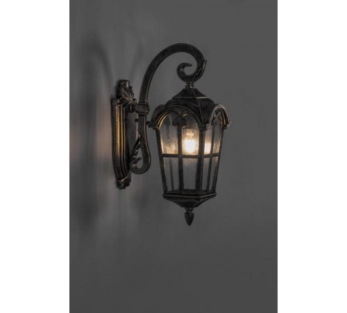 Светильник садово-парковый PL103 четырехгранный на стену вниз 60W 230V E27, черное золото  11295  Feron