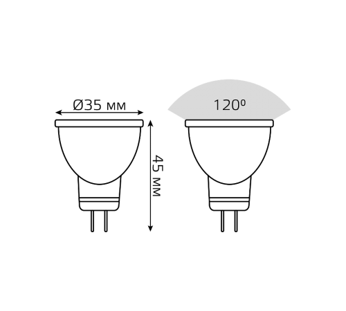 Лампа светодиодная LED 3Вт GU4 220В 4100К MR11 d35х45мм  132517203  Gauss