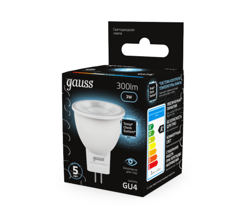 Лампа светодиодная LED 3Вт GU4 220В 4100К MR11 d35х45мм  132517203  Gauss