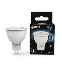 Лампа светодиодная LED 3Вт GU4 220В 4100К MR11 d35х45мм  132517203  Gauss