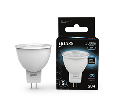 Лампа светодиодная LED 3Вт GU4 220В 4100К MR11 d35х45мм  132517203  Gauss