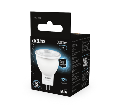Лампа светодиодная LED 3Вт GU4 220В 4100К MR11 d35х45мм  132517203  Gauss