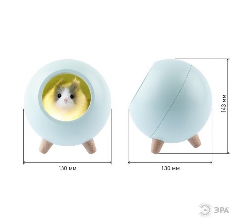 Светильник-ночник светодиодный настольный NLED-468-1W-GR "Хомяк в домике", зеленый   Б0052817  ЭРА