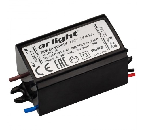 Блок питания ARPV-LV24005 (24V, 0.2A, 5W)   011745   Arlight
