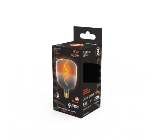 Лампа светодиодная LED Filament V140-DC Black-Clear 5W E27 200lm 1800K 140*204mm 1/6  1008802105  Gauss