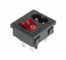 Выключатель клавишный 250 V 6 А (4с) ON-OFF красный с подсветкой и штекером C8 2PIN  36-2285  REXANT