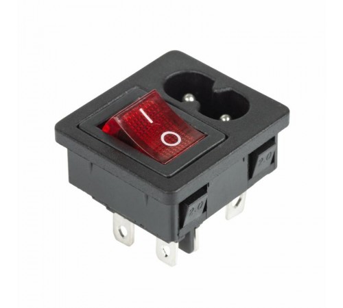 Выключатель клавишный 250 V 6 А (4с) ON-OFF красный с подсветкой и штекером C8 2PIN  36-2285  REXANT