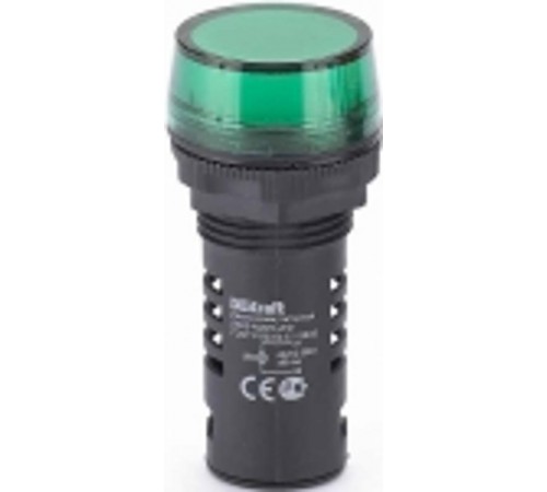 Лампа комм. ADDS 22 мм LED зел. 220В AC/DC ЛK-22   25118DEK  DEKraft