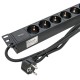 Блок розеток PDU TERACOM PRO 19" 1U 16А/250В 9 розеток Schuko 2 м 3x1,5 мм2 вилка Schuko  TRP-HPD-16A-9SH-2MSH  EKF