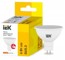 Лампа светодиодная ALFA MR16 софит 6Вт 230В 3000К GU5,3  LLA-MR16-6-230-30-GU5  IEK