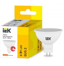 Лампа светодиодная ALFA MR16 софит 6Вт 230В 3000К GU5,3  LLA-MR16-6-230-30-GU5  IEK