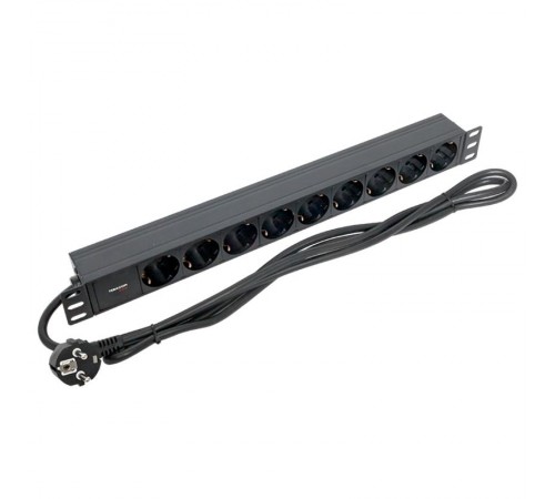 Блок розеток PDU TERACOM PRO 19" 1U 16А/250В 9 розеток Schuko 2 м 3x1,5 мм2 вилка Schuko  TRP-HPD-16A-9SH-2MSH  EKF