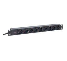 Блок розеток PDU TERACOM PRO 19" 1U 16А/250В 9 розеток Schuko 2 м 3x1,5 мм2 вилка Schuko  TRP-HPD-16A-9SH-2MSH  EKF